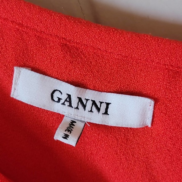 GANNI Clark Rare Ruffle Crepe Maxi Dress in Big Apple Red - Picture 10 of 12
